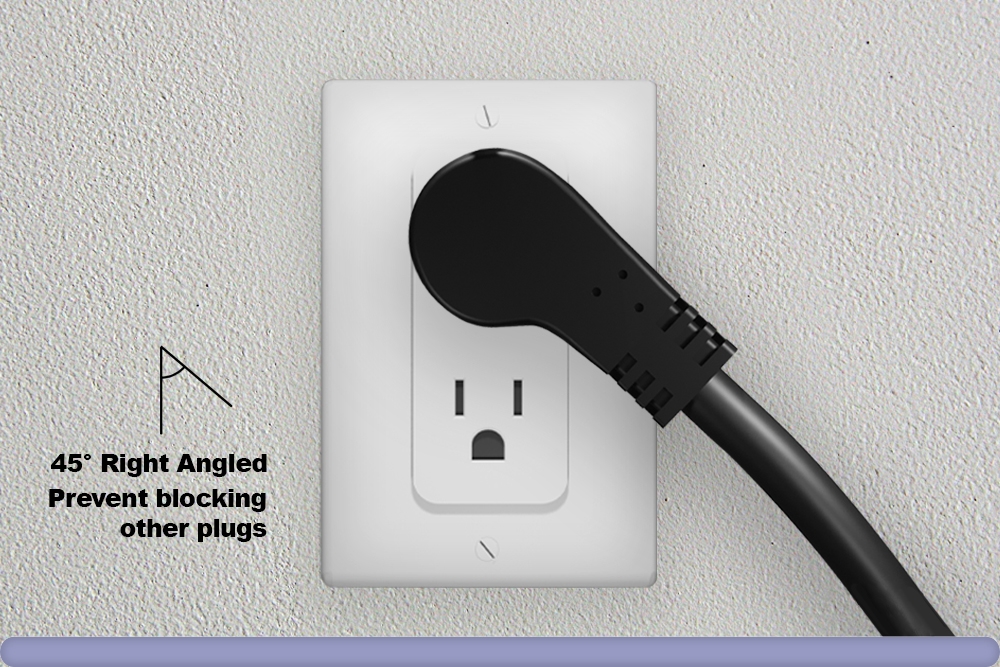 Angled connector prevent blocking outlet