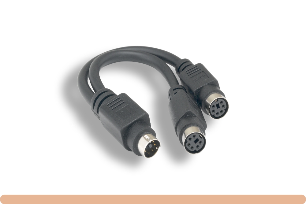 10m2-077hf.jpg MDIN6 M to Fx2 PS/2 Y Splitter Cable - Image 1