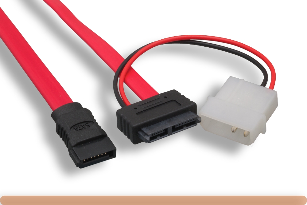 10s6-sl100-12in.jpg 12" Slimline SATA 13 Pin to SATA 7 Pin + 4 Pin Power Cable - Image 1