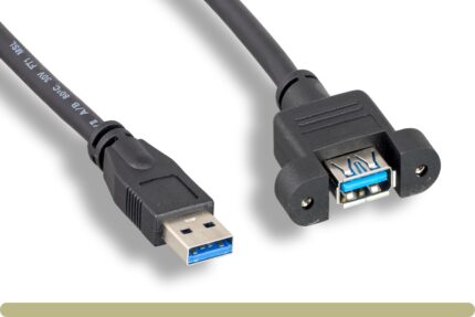USB 3.0 Type A Panel Mount Extension Cable Black Color