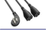 16 AWG Power Cord Splitter Extension NEMA 5-15P Low Profile Angled to NMEA 5-15R × 2