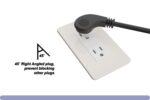 14 AWG Power Cord Splitter Extension NEMA 5-15P Low Profile Angled to NMEA 5-15R × 2 - Image 3