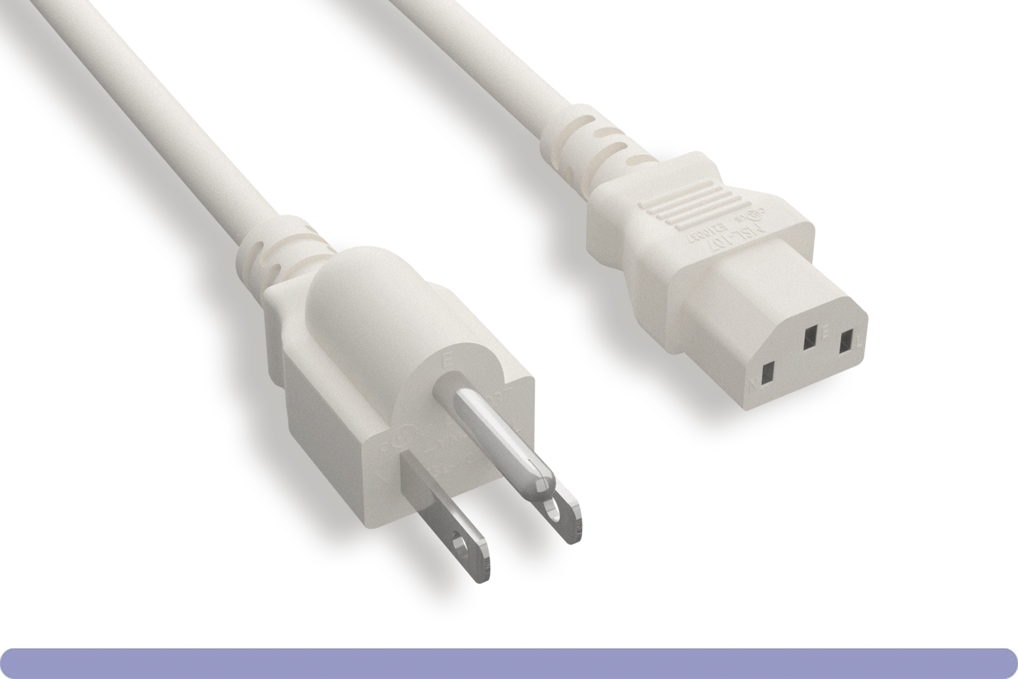 10w1-012xx-wh_2.jpg 18 AWG White Standard Power Cord NEMA 5-15P to C13 - Image 1