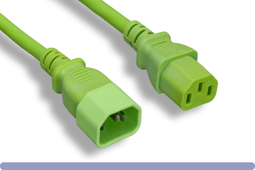10w1-02202-gn_1.jpg 18 AWG Green Color Power Extension - Image 1