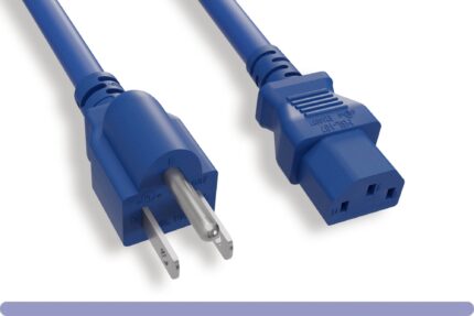 14 AWG Standard Power Cord NEMA 5-15P to C13, Blue Color