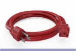 14 AWG Standard Power Cord NEMA 5-15P to C13, Red Color - Image 2