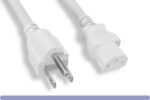 14 AWG Standard Power Cord NEMA 5-15P to C13, White Color