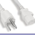 14 AWG Standard Power Cord NEMA 5-15P to C13, White Color