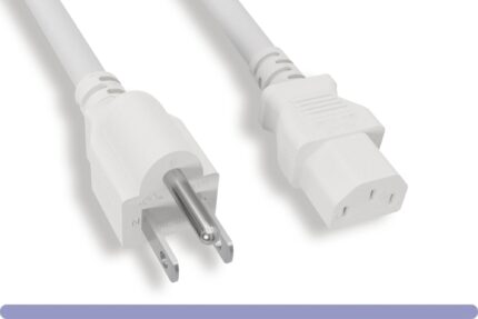 14 AWG Standard Power Cord NEMA 5-15P to C13, White Color