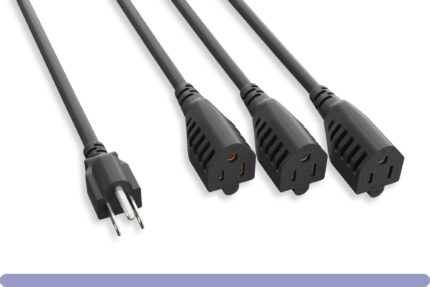 14 AWG 1-to-3 Power Cord Splitter NEMA 5-15P to NEMA 5-15R x3