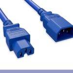14 AWG Blue Color C15 / C14 Power Cord