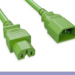 14 AWG Green Color C15 / C14 Power Cord