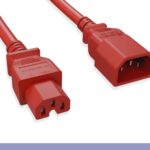 14 AWG Red Color C15 / C14 Power Cord
