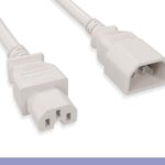 14 AWG White Color C15 / C14 Power Cord