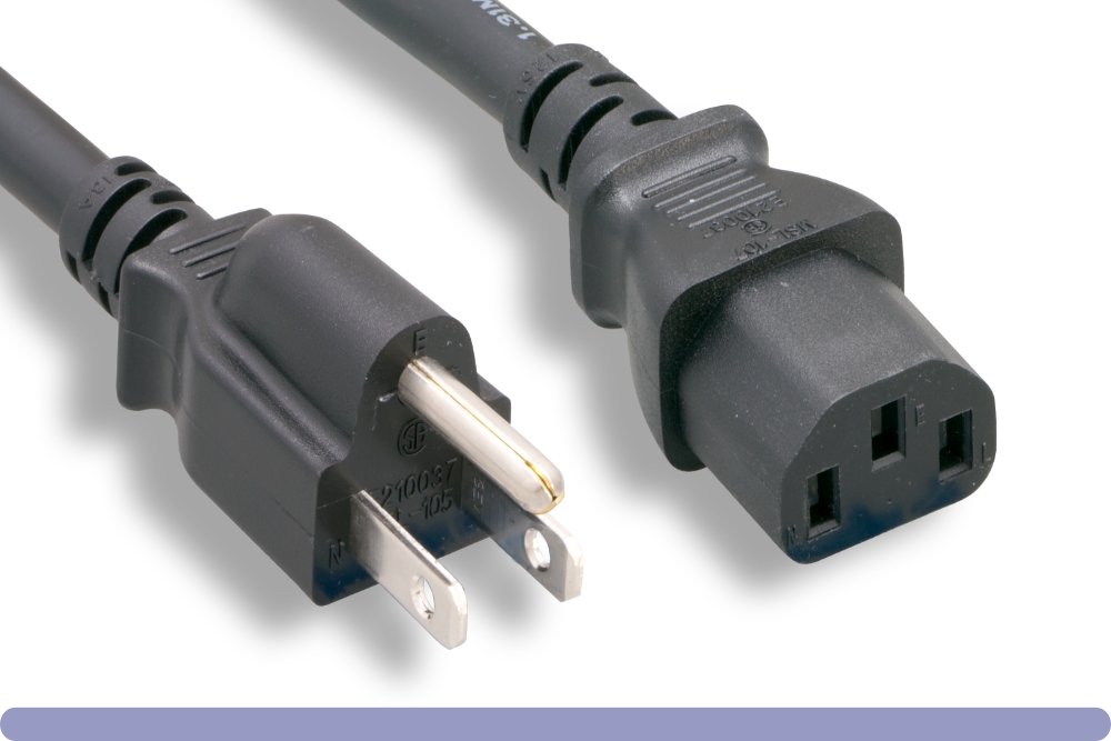 10w1-16-01201.jpg 16 AWG Standard Power Cord NEMA 5-15P to C13 - Image 1