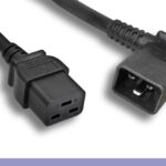 12 AWG Black Color C19 / Left Angled C20 Universal Jumper Power Cord