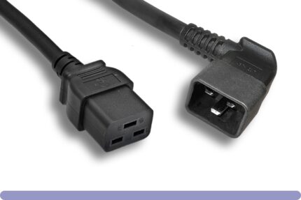 12 AWG Black Color C19 / Left Angled C20 Universal Jumper Power Cord