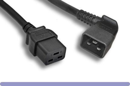 12 AWG Black Color C19 / Right Angled C20 Universal Jumper Power Cord