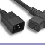 12 AWG Black Color Left Angled C19 / C20 Universal Jumper Power Cord