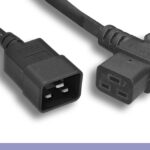 12 AWG Black Color Right Angled C19 / C20 Universal Jumper Power Cord