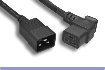 12 AWG Black Color Right Angled C19 / C20 Universal Jumper Power Cord