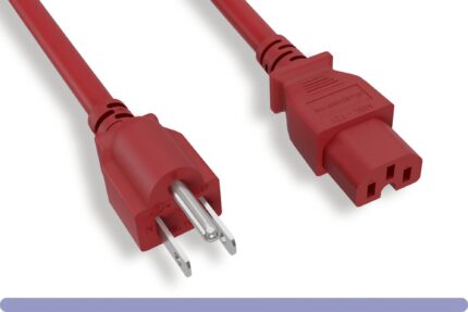 14 AWG NEMA 5-15P to C15 Power Cord, Red Color