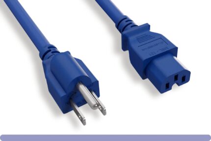 14 AWG NEMA 5-15P to C15 Power Cord, Blue Color