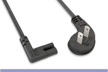 Ultra Low Profile NEMA 1-15P to Right Angled C7 Non-Polarized Power Cord