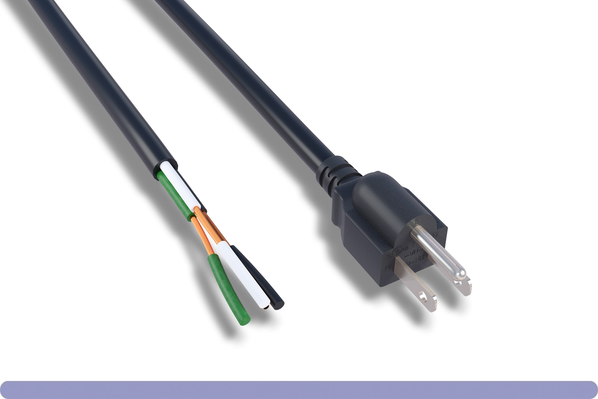 10w1-pt18515-xx.jpg 18 AWG NEMA 5-15P Pigtail/Remove Outer Jacket(ROJ) Cord - Image 1