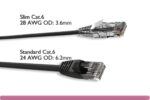 Black Slim Cat 6 UTP Patch Cable - Image 2