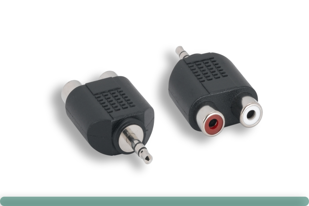30a3-03200.jpg 3.5mm Stereo M To RCA F x 2 Adapter - Image 1