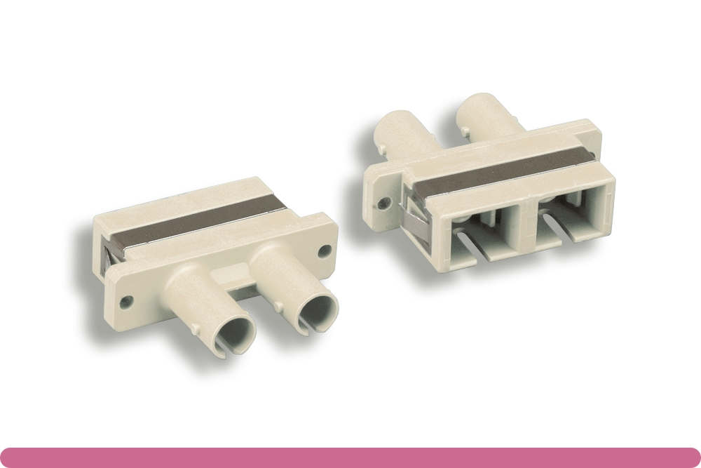 31fp-02stsc-2_color_change_psd.jpg Multi-Mode ST/SC Duplex Fiber Optic Adapter - Image 1