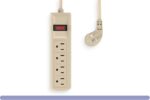 Portable 4 Outlets Power Strip with Surge Protector, 45˚ Thin Plug, Beige - Image 2