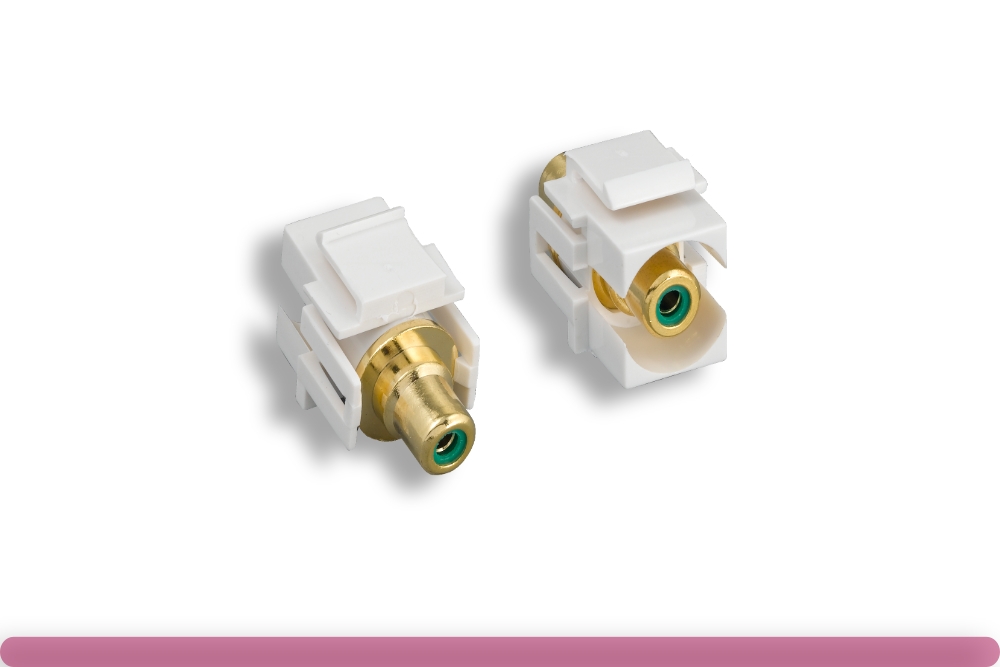 68jk-rs-rca-gr_1_1.jpg Green RCA F/F Recessed Keystone Insert Module - Image 1