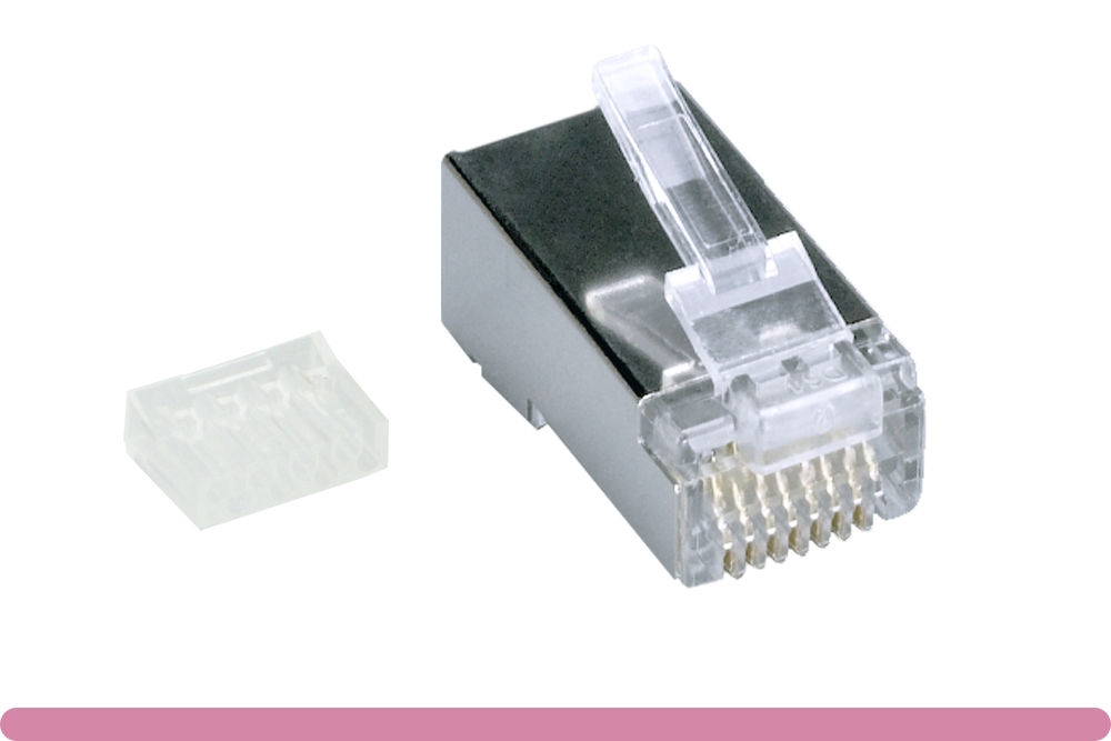 68pg-02c6rs-100_1.jpg Cat. 6 Modular Shielded Plug Stranded Wire 50U, with Load Bar - Image 1