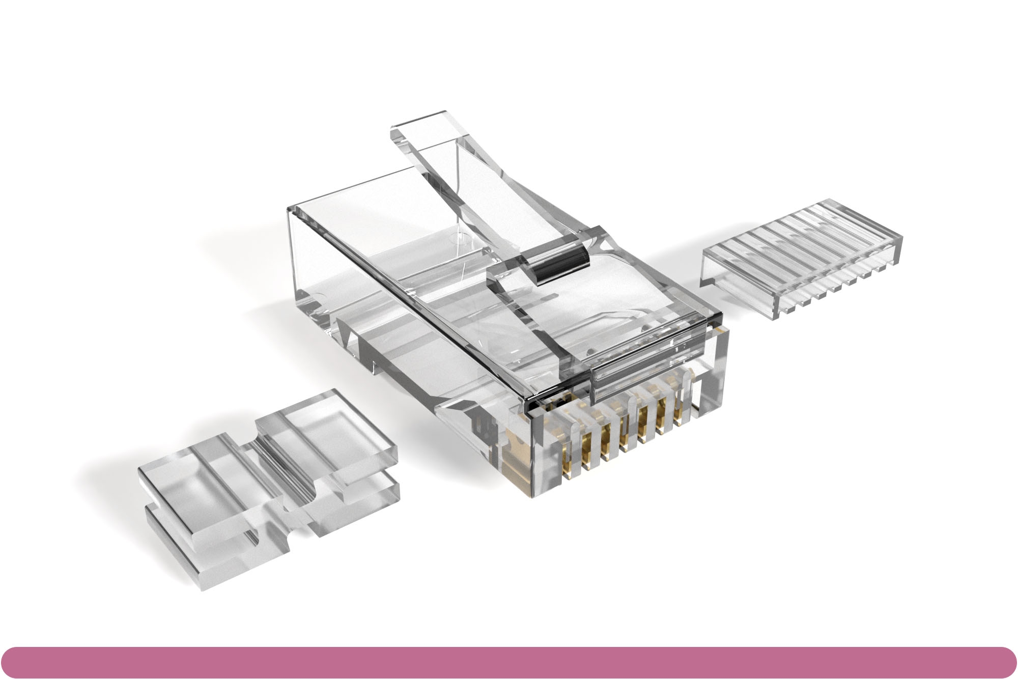 68pg-07c6rs-100.jpg Cat6 Modular Plug Stranded Wire 50 Micron, with Load Bars - Image 1