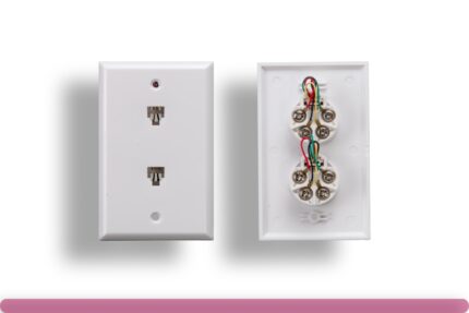 2 Port Wall Plate with 6P4C Jack, White Color