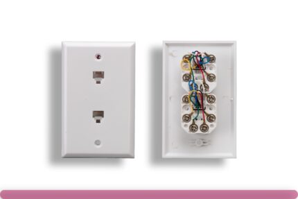 2 Port Wall Plate with 6P6C Jack, White Color