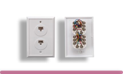 2 Port Wall Plate with 8P8C Jack, White Color