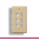 6-Port Wall Plate for Keystone Insert Ivory Color