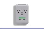3 Outlet Wall Tap Power Surge Protector with 2 USB Ports