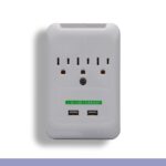 3 Outlet Wall Tap Power Surge Protector with 2 USB Ports