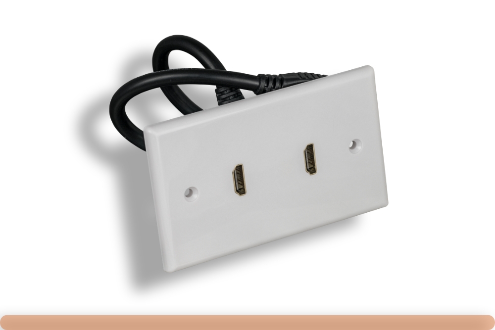 68pl-hm2-pt_new.jpg 2-Port HDMI Wall Plate with Cable - Image 1