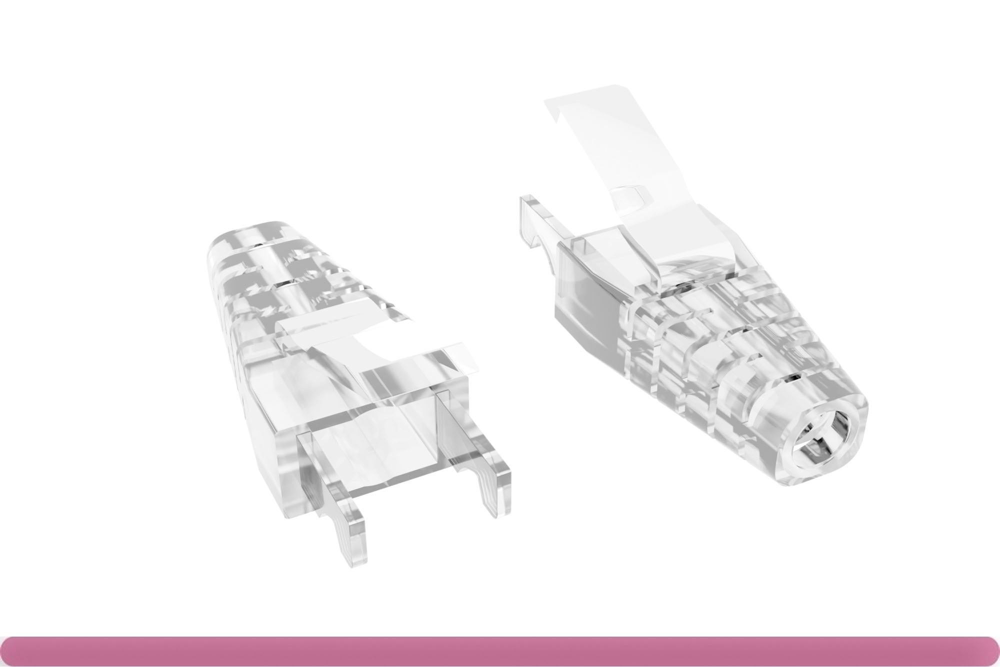 92r5-60c-50_2.jpg Mini Cat.6 & Cat.6a Snag Proof RJ-45 Strain Relief Boot Clear Color - Image 1